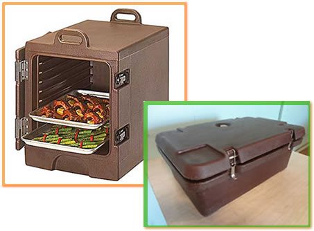 Example of an insulated catering transport container (Cambro).